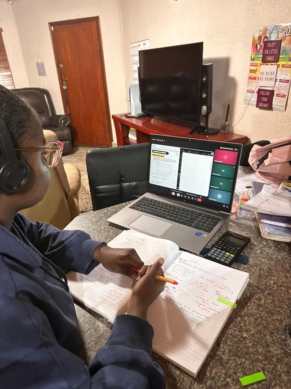 BNA STEM Academy learner following a live online lesson at home